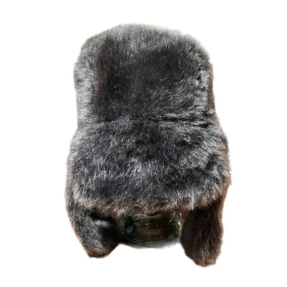 Vintage Adult Fur Bomber Russian Winter Hat Dark Gray - Picture 3 of 9